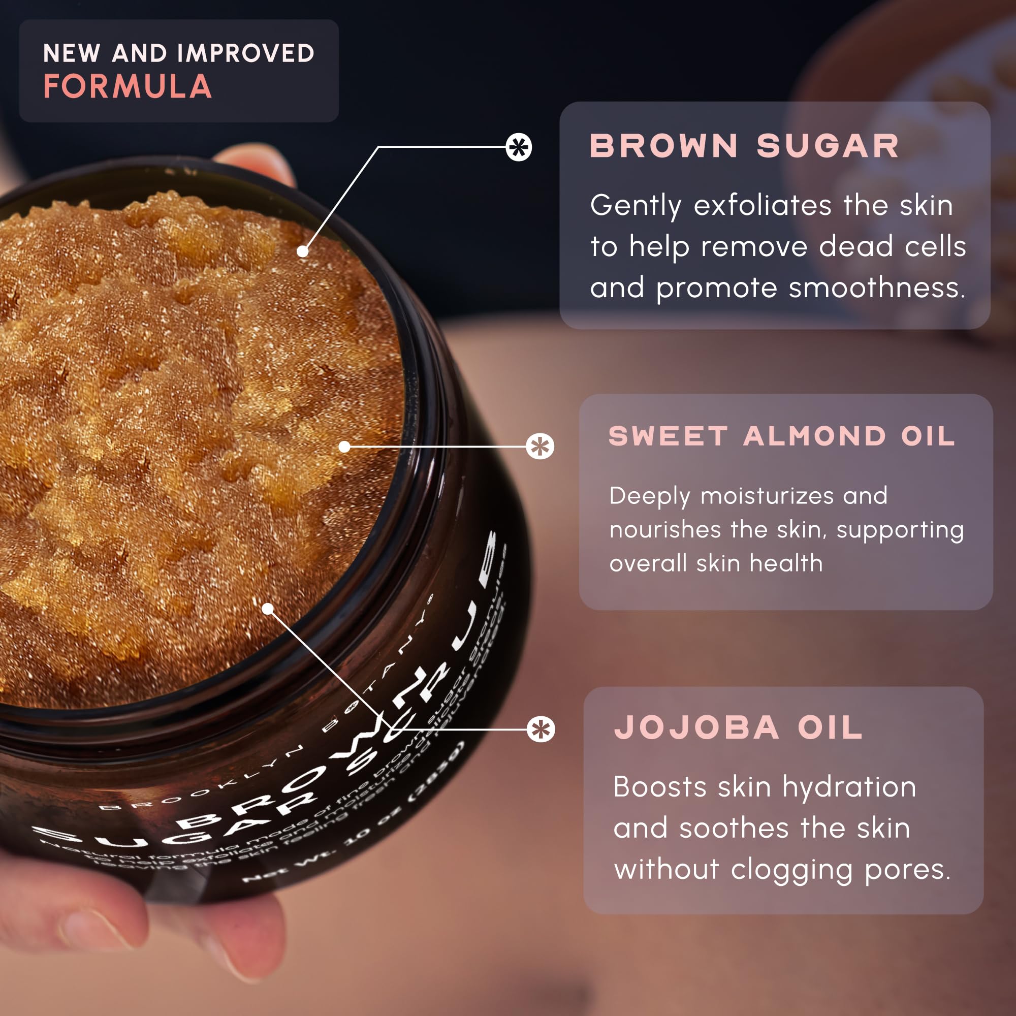 Brooklyn Botany Brown Sugar Body Scrub - Moisturizing and Exfoliating Body, Face, Hand, Foot Scrub - Fights Acne, Fine Lines & Wrinkles, Great Gifts For Women & Men - 10 oz