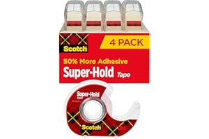 Scotch Super-Hold Tape, 4 Rolls, Transparent Finish, 50% More Adhesive, Trusted Favorite, 3./4 x 650 Inches, Dispensered (419
