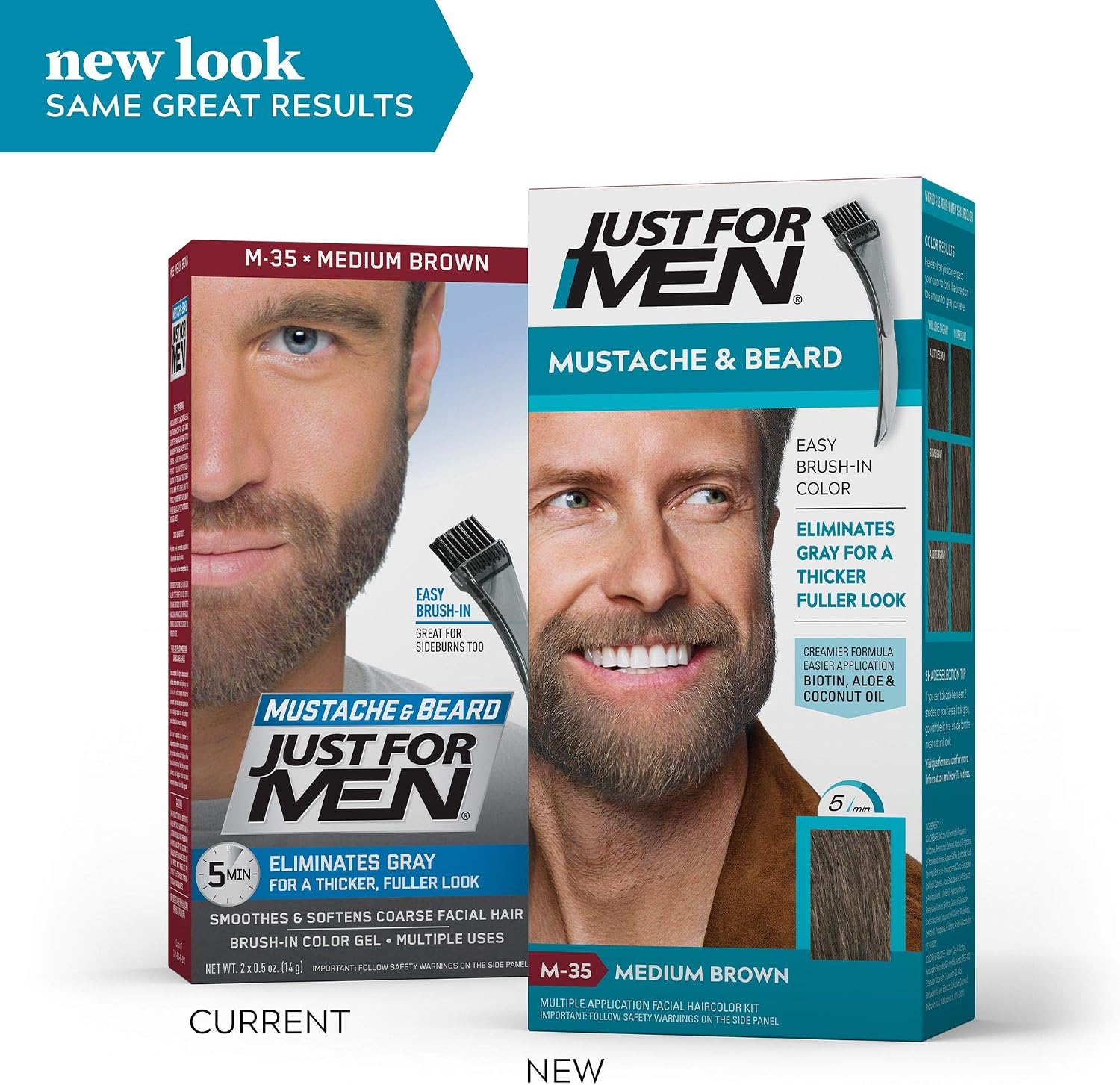 Just for Men Brush in Color Gel Mustache & Beard Medium Brown M-35 - Image 3