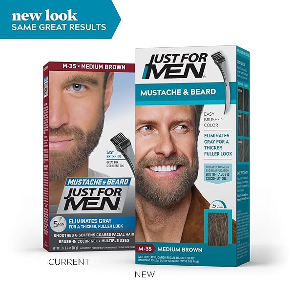 JUST FOR MEN COLOR GEL MUSTACHE & BEARD M-35 MEDIUM BROWN 1 EA (PACK OF 8)