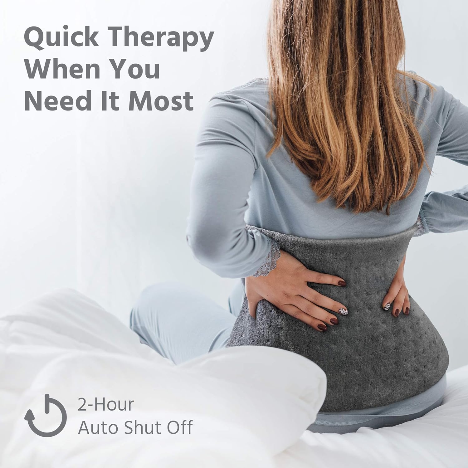 XL Heating Pad - Electric Heating Pad for Moist and Dry Heat Therapy - Fast Neck/Shoulder/Back Pain Relief at Home - [12"x24"] GENIANI (Tabby Gray): Health & Personal Care