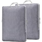 Extra Large Compression Packing Cubes for Checked Luggage, Lightweight Suitcase Organizers & Space Saver Bags - Travel Cubes for Packing - Travel Essentials - 2 Piece Set, X-Large - Grey Stripe