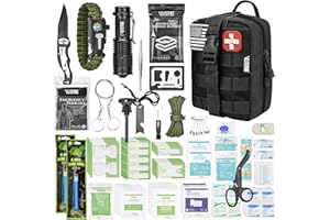 VLITEPRO 242 Piece First Aid & Survival Kit – Molle Pouch IFAK, 1000D Nylon, Color-Coded Compartments, Medical Kit for Camping, Boat, Hunting, Hiking, Home, Car/Home/Earthquake Emergency (Black)