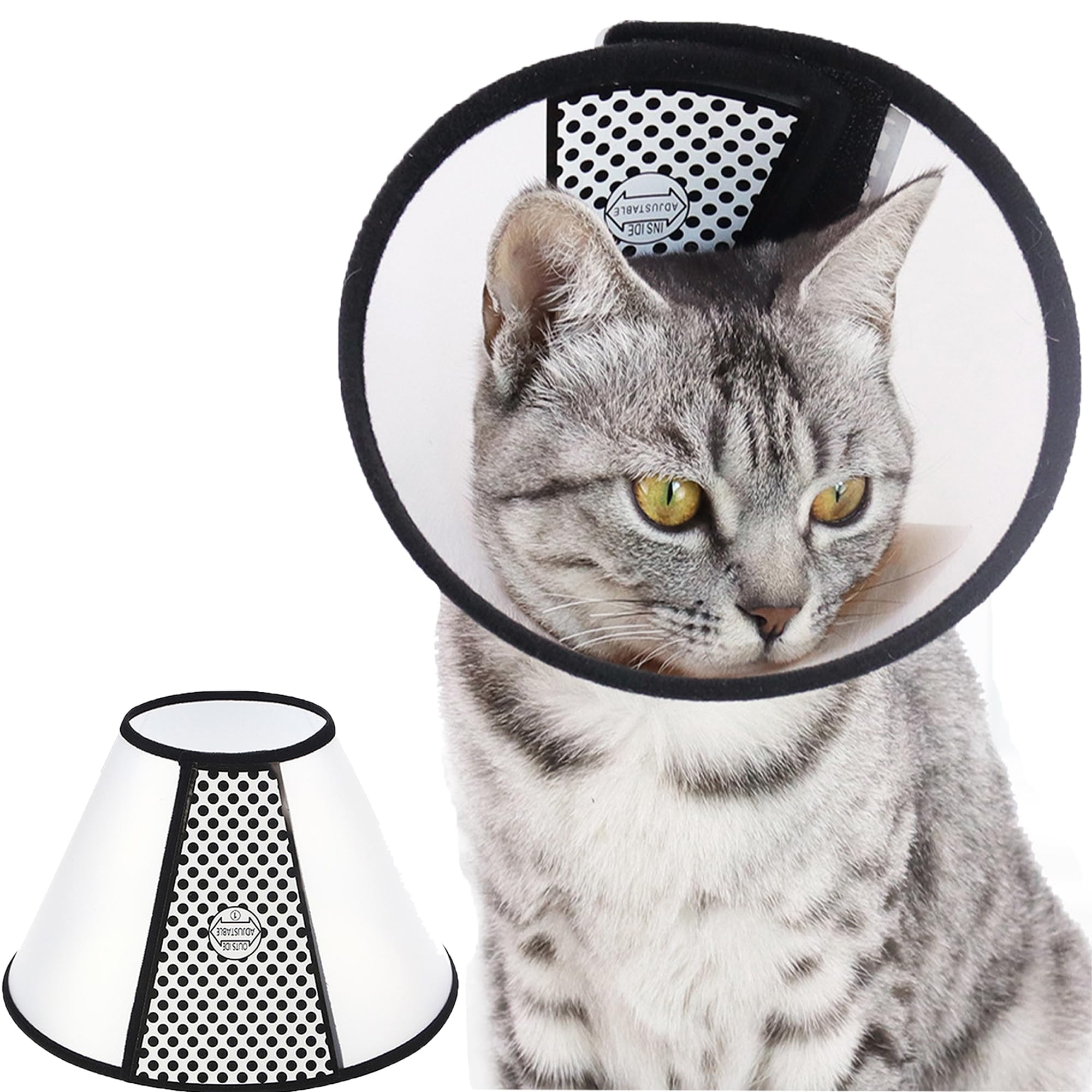 SUQ Pet Cone Recovery, Small Size Cone Adjustable Elizabeth Protective Collar, Anti-Bite Lick Safety Neck Cover, for after Surgery Wound Healing, Bathing, Trimming Nails, Neck circumference 26-33cm