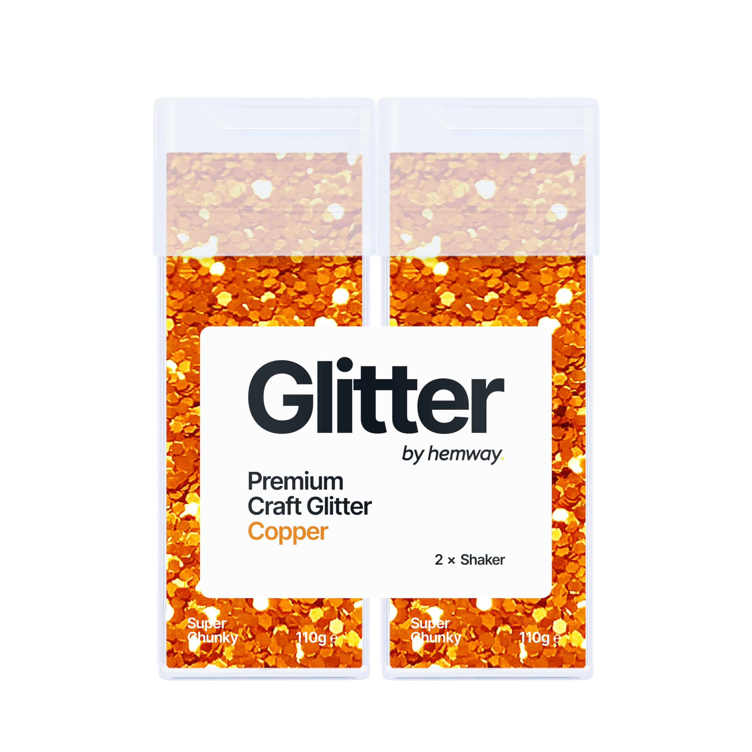 Hemway Glitter Shaker Copper 110g x2 Pack Super Chunky, Craft Glitter Shakers for Resin & Epoxy Crafts, Christmas Art Supplies, Nail, Body, Face, Eye, Festival, Crafting, Slime, Sparkle
