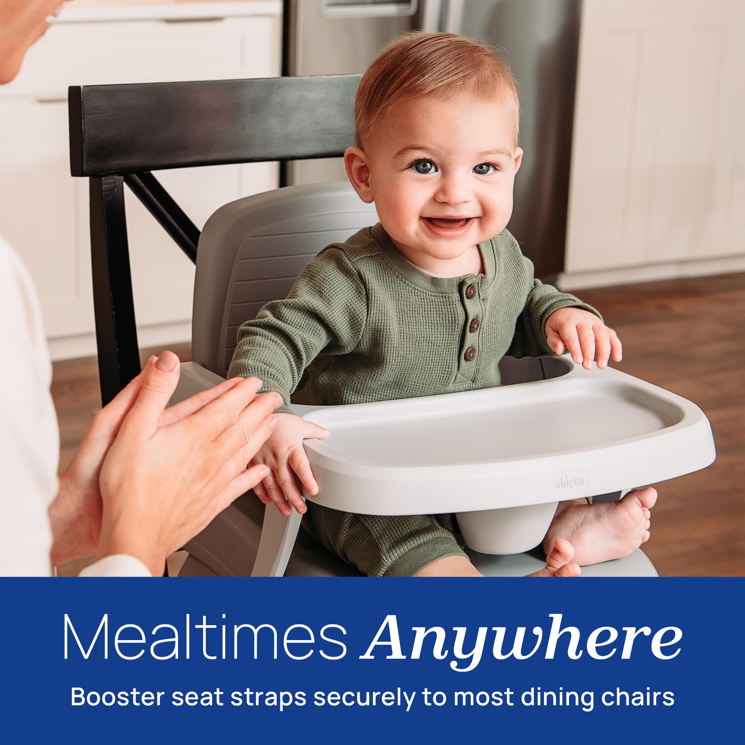 Chicco Bento™ 3-in-1 Portable Booster Seat for Table, Feeding Seat and Toddler Chair for Babies and Toddlers, for Children up to 50 lbs., Lightweight, Compact Fold | Oyster/Grey