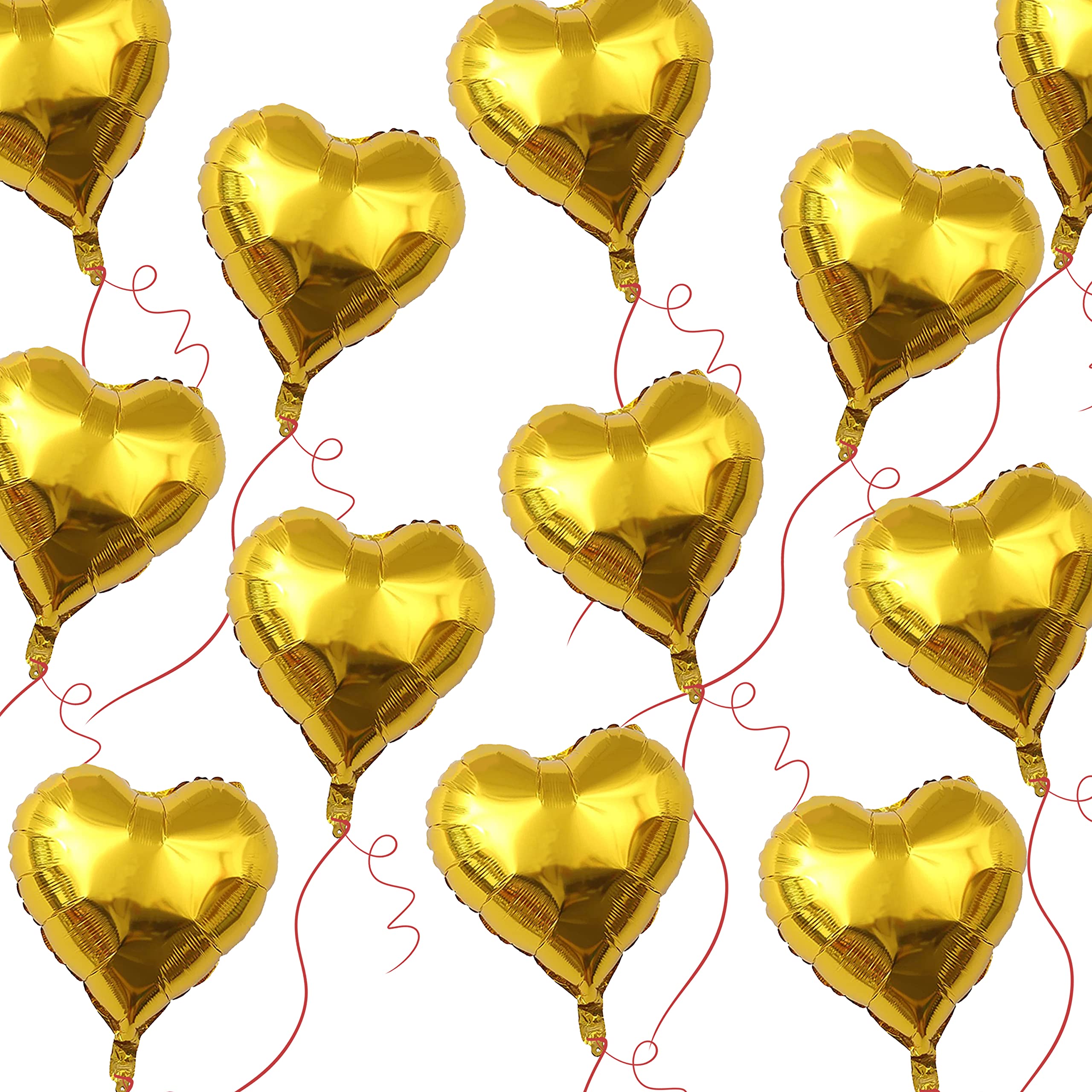 Photo 1 of 10 Inch Gold Heart Mylar Balloons, 50pcs Small Foil Balloons for Birthday Party Wedding Baby Shower Valentine's Day Party Decorations