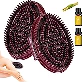 2 Pcs Meridian Massage Brush,Meridian Brush for Belly,(15 * 8cm) Acupressure Meridian,Scalp Massage,Full Body Relaxation Comb,with Meridian Map and Essential Oils (Brown)