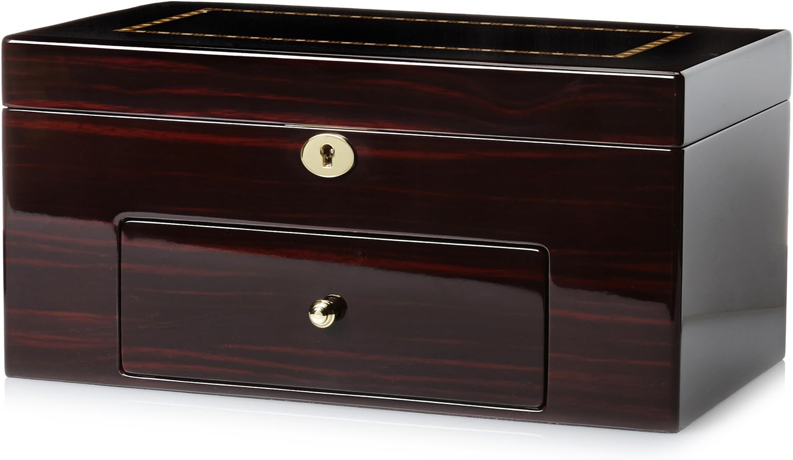 Nathan Direct Linden Lockable 20-Watch Watch Box with 1 Drawer, Mahogany