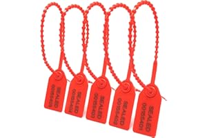 FALEYA.WZW 100 Plastic Tamper Seals, Safety Seals for Fire Extinguishers Pull-Tite Security Tags Disposable Numbered Self-Locking Tie Truck Door Seals 250mm (Red)