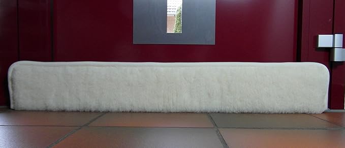 Sesua Zugluftstopper Windstopper aus Schurwolle universal einsetzbar für Tür oder Fenster 100x16,5x5cm (Natur) mit Klettband