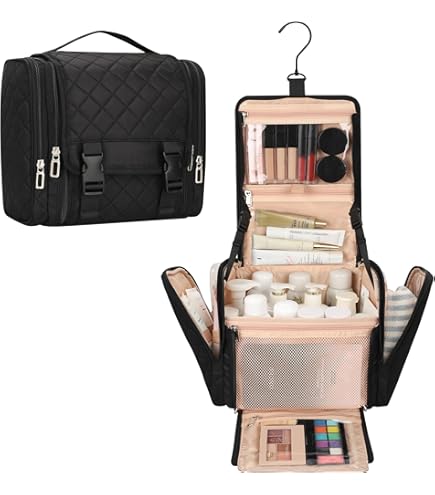 Toiletry Bag Hanging Toiletry Bag for Women Men Large Waterproof Travel Bag Portable Toiletry Kit Compact Makeup Bag with Hook Strap for Cosmetics Shaving Kit Camera Shower Bathroom Dorm