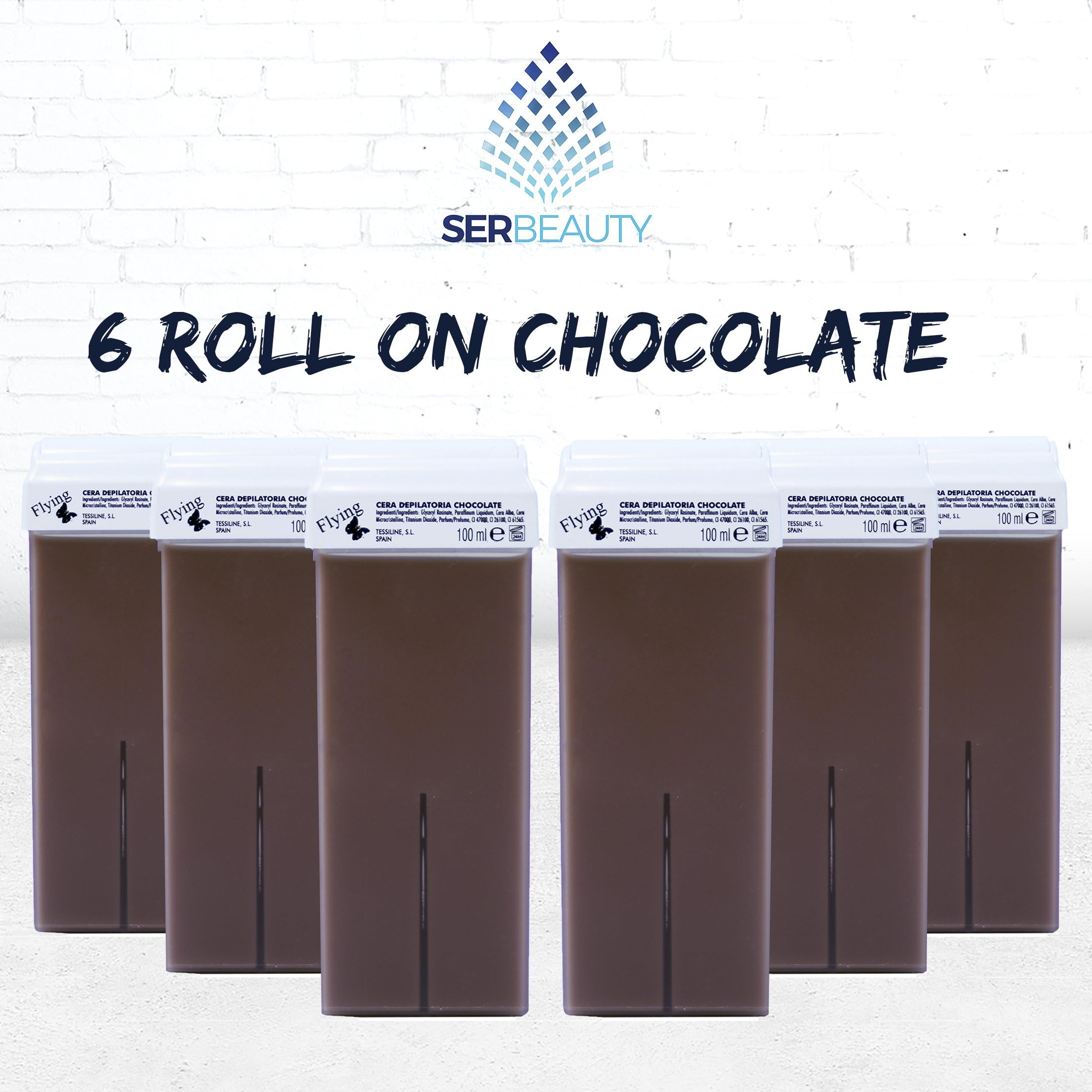 Pack 6 x Wax Roll On Cartridges 100 Ml Chocolate/High Quality/Roll-On Wax for Hair Removal