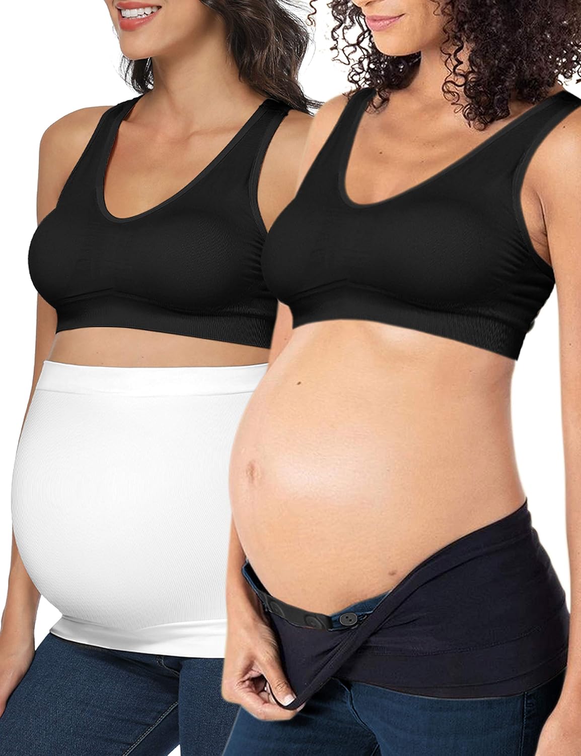 Buy Seamless Belly Band For Pregnancy Black White 4 At Amazon In