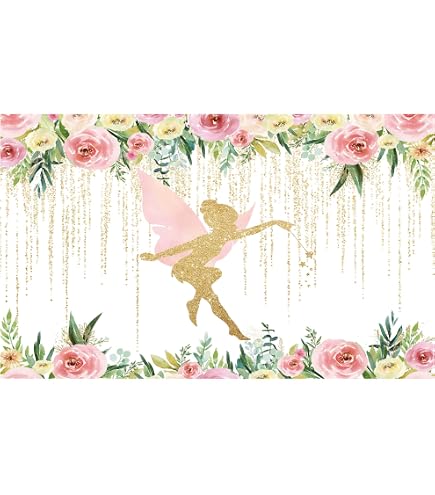 Grüner Tinkerbell Fotohintergrund – 1,5x0,9 M, Feen-Motiv, Für Geburtstagsparty & Babyparty