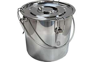 The Bincho Grill Charcoal Saver – Extinguishing Bucket (Keshizumi) for Hot Charcoal and Ash Collection, Heavy Duty Stainless Steel with Lockable Lid, 3 Gallon Capacity