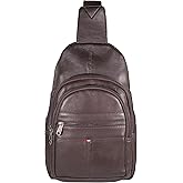 Bullz Crossbody Backpack Travel Hiking Chest Bag Daypack Leather Sling Bag for Men and Women (Brown)