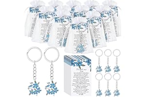 Ecally 40 Set Funeral Favors for Guest Celebration of Life Keychains Card Memorial Service Prayer Gifts for Family Church Decoration (Forget Me Not)
