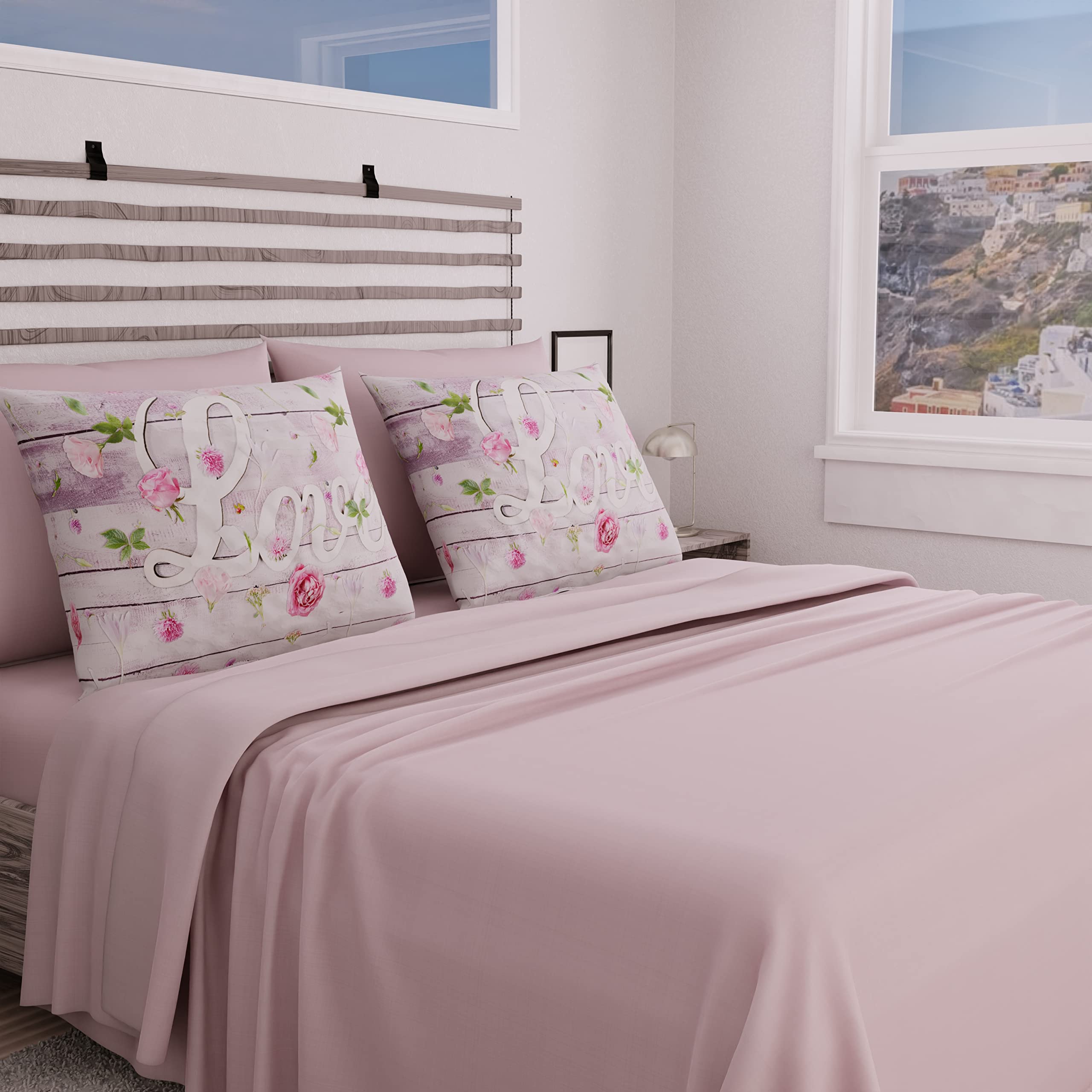 PETTI Artigiani Italiani - Complete Bed Set, Double Sheets, Love Flowers Sheets, Double Bed Set, Print only on Pillowcases 100% Made in Italy — image 1