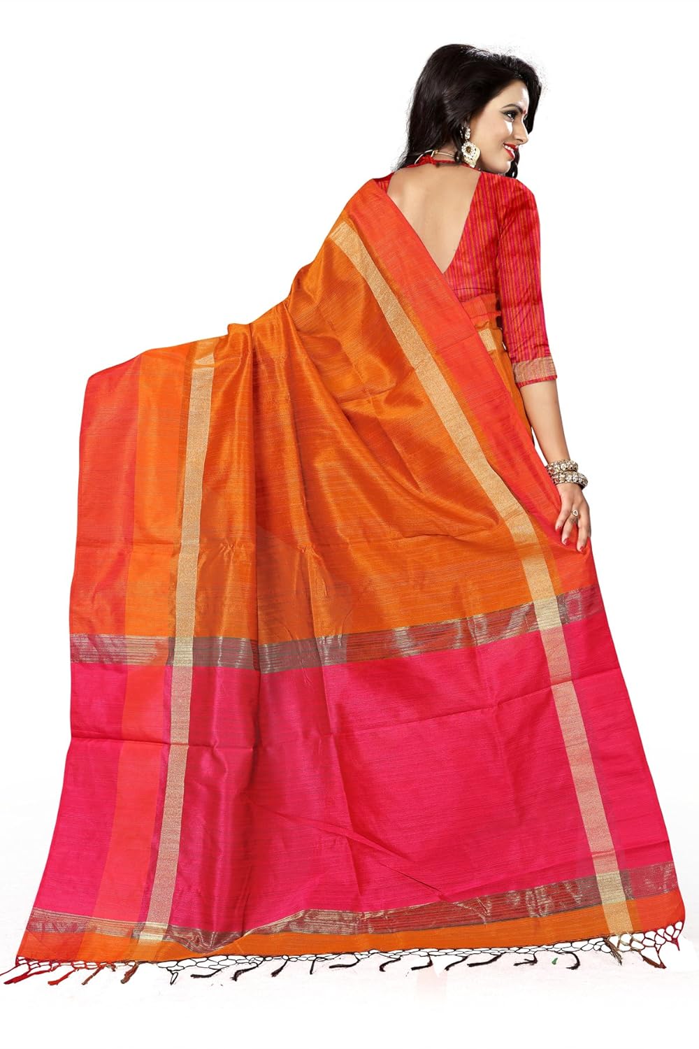 j b fashion cotton saree with blouse piece