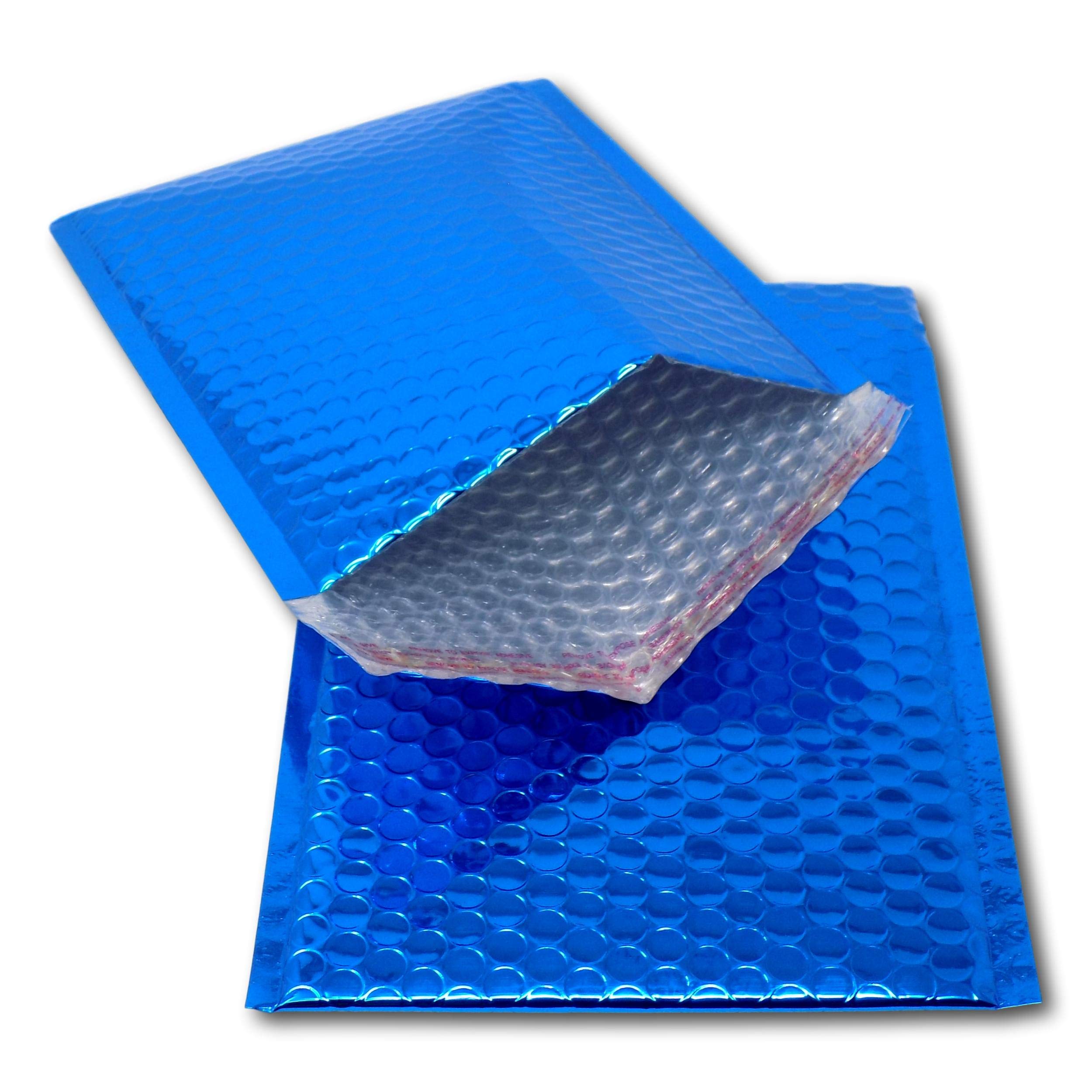 EPOSGEAR 10 Blue Shiny Metallic Foil Bubble Padded Bag Mailing Envelopes - Perfect for Marketing, Promotions or and Alternative to Gift wrap (A5 / C5 (DVD) - 250mm x 180mm)