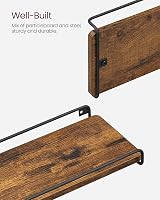 VASAGLE Floating Shelves Set of 2 L-Shaped Corner Shelves Rustic Brown Black view 9