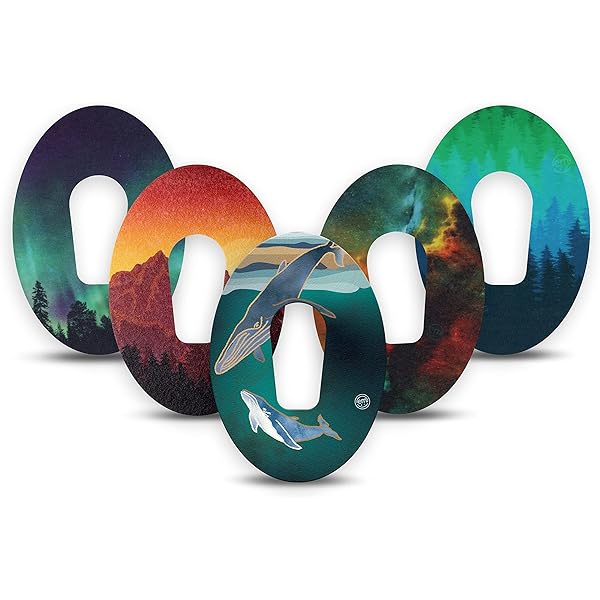 ExpressionMed Dexcom G6 Adhesive Patches - 5 Pack Waterproof CGM Sensor Tapes Cool Tones