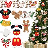 24Pcs Wooden Mouse Ornaments Set for Christmas Tree Decorations | For holiday, Christmas trees hanging party decor