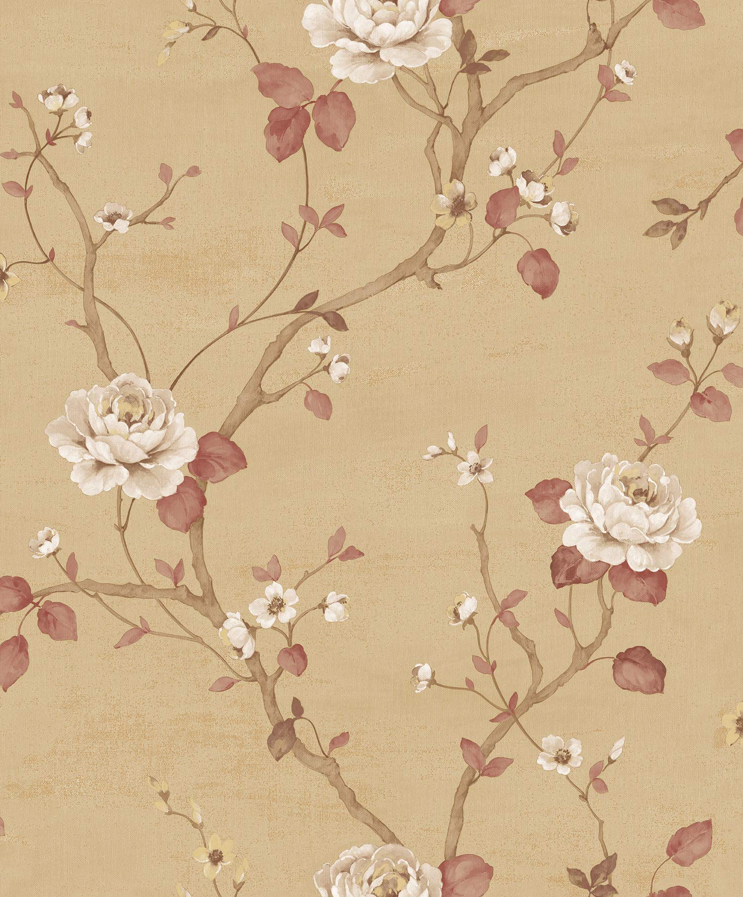 Galerie G67604 Palazzo Large Trailing Rose Design Wallpaper, Red/ Gold, 10m x 53cm