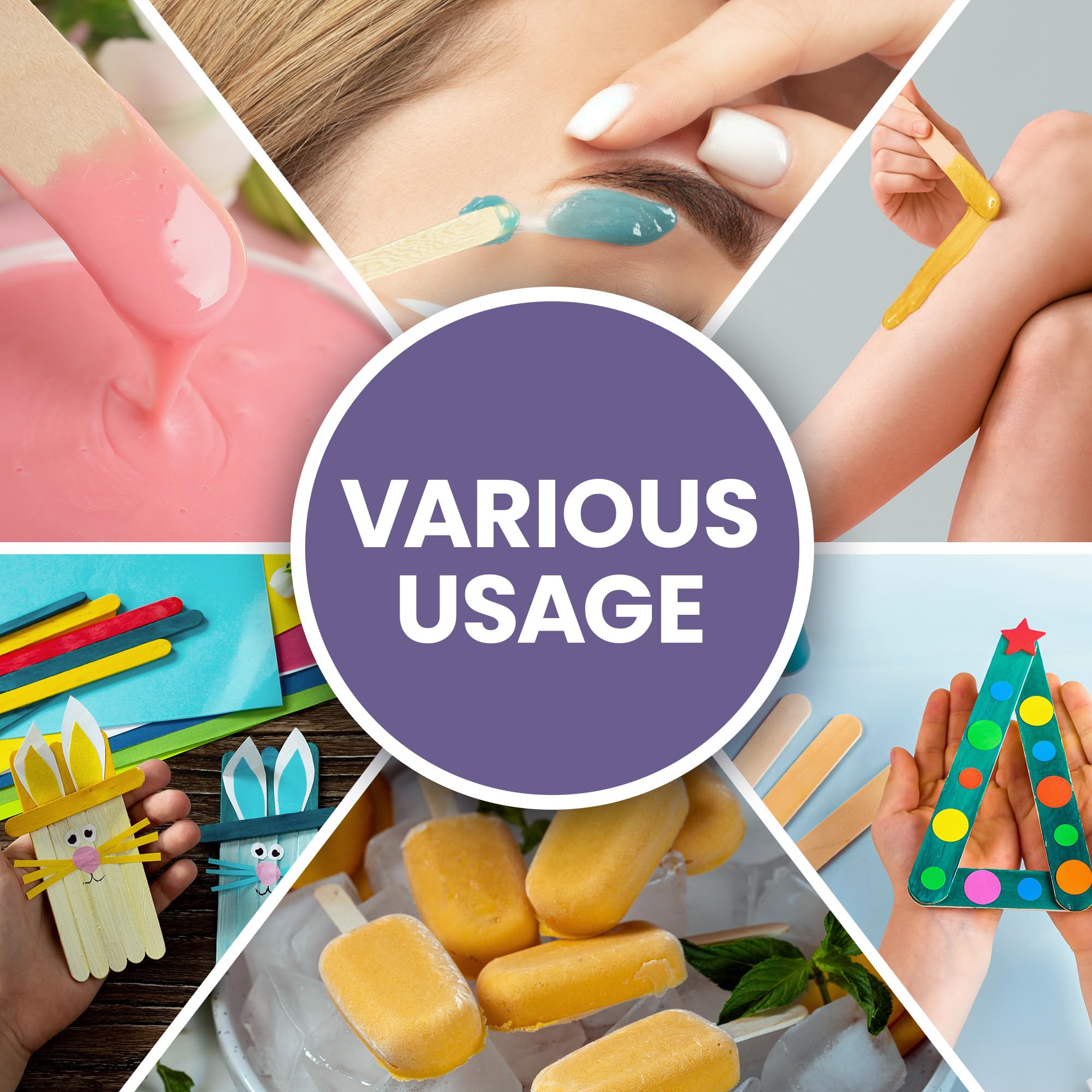 Tress Wellness Craft Sticks, Popsicle sticks, Premium Splinter-Free Wooden Sticks for Waxing, Wax Stick for Body and Face Waxing, 140 pieces