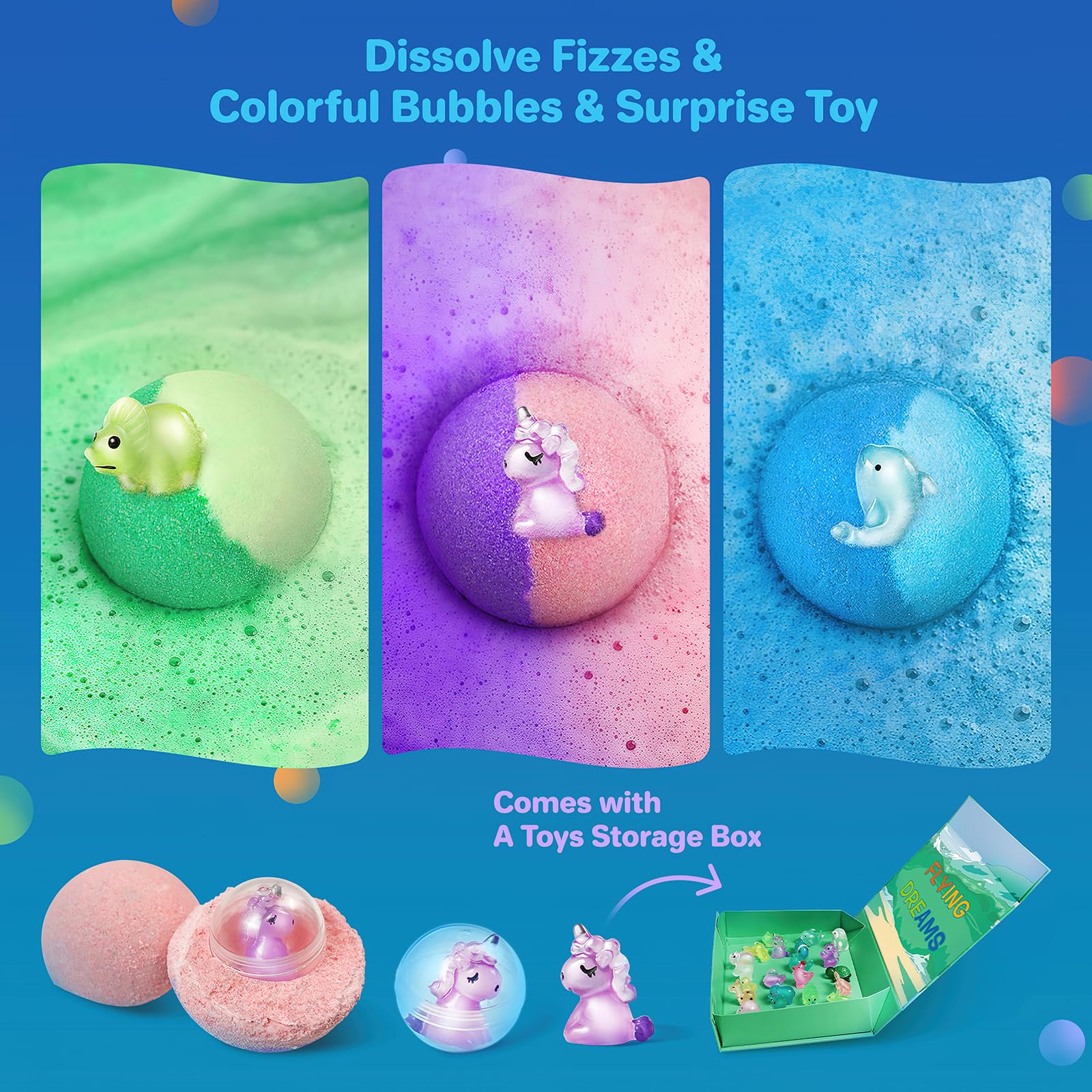 Bath Bombs for Kids with Toys Inside - 24 Pack Kids Bath Bombs with Glow in The Dark Bath Surprise Toys Inside, Natural Organic Bubble Bath Fizzy for Girls Boys, Birthday Gifts for Kid