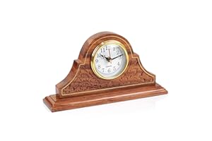Nagina International Tambour Style Hand Carved Rosewood Design Elegant Fireplace Mantel Living Room Office Decor Clock | Quarts Lovely Home Essential | Corporate Gifts Decor