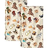 Miss Adola Flour Sack Kitchen Towels - Set of 2 Spring Dish Towels with Hanging Loop 18x26 Inch Absorbent Reusable Cotton Cloths for Cleaning Cute Design Home Decorative Housewarming, Dog Lovers