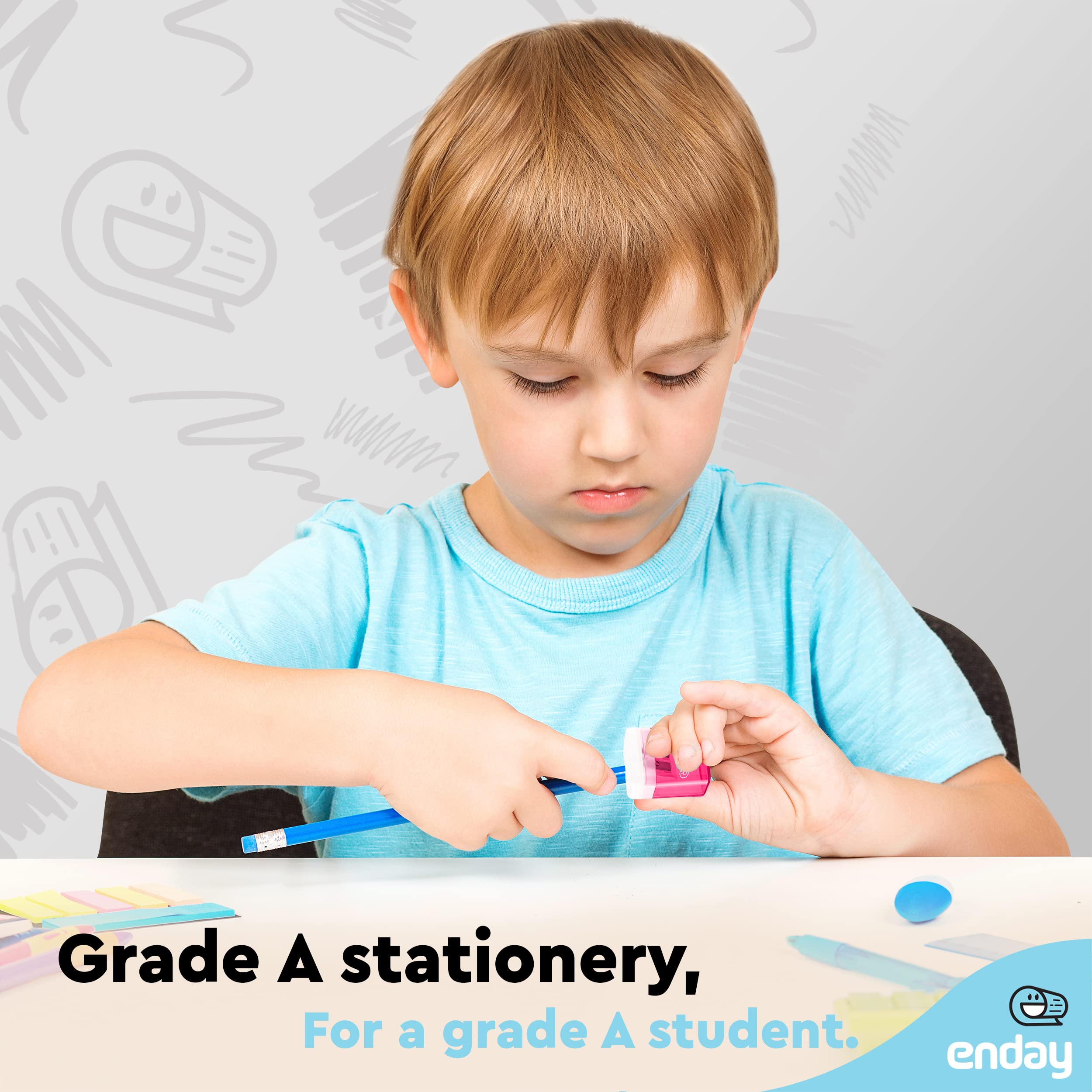 Pencil Sharpener Dual Hole Manual Pink, Jumbo Crayon Sharpener w/Cover & Bin, Handheld Pencil Sharpeners for Large & Standard Pencils, Also Available in Purple, Green, Blue, Red, Grey, 1 Pc –by Enday
