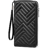 GOIACII Womens Wallet RFID Blocking Leather Large Capacity Long Purse Card Clutch Wristlet