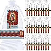 Nosiny 50 Sets Our Lady of Guadalupe Keychains with Prayer Cards Virgin Mary Keyrings Gifts for Baptism Recuerdos De Bautizo(Cross)