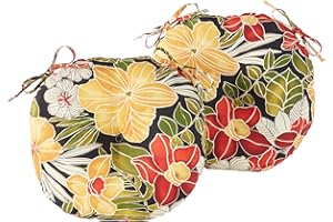 Greendale Home Fashions 15-inch Outdoor Round Bistro Seat Cushion, Set of 2, Aloha 2 Count