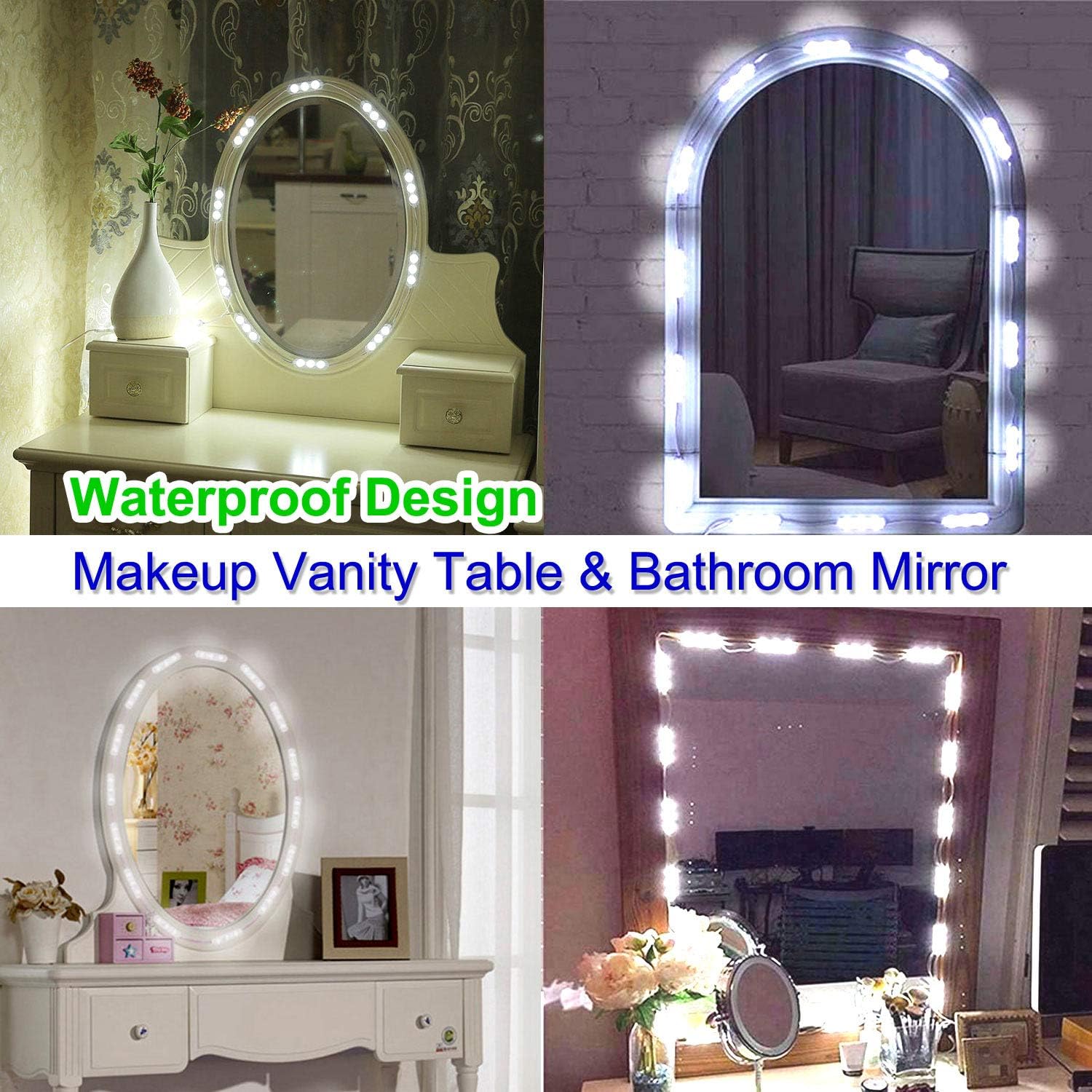 Led Vanity Mirror Lights Kit, SELFILA Hollywood Style Vanity Make Up Light, 11ft with Dimmable Color and Brightness Lighting Fixture Strip for Table & Bathroom Mirror, Mirror Not Included: Home Improvement