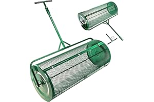 Landzie Lawn & Garden Spreaders - 44 Inch Heavy Duty Metal Mesh Basket Push/Tow Spreader - Compost, Peat Moss, Top Soil, Mulch - Durable Lightweight Multi-Purpose Yard Care Equipment - Manure Spreader