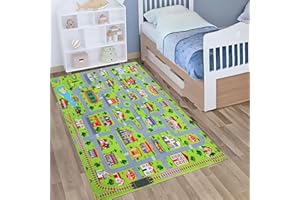 Zacoo Kids Playmat City Life Carpet Playmat 3x5 Ft Town City Road Map Car Mat Play Mat Educational Learning Carpet Area Rug Soft Non Slip Area Rug Kids Girls Toddler Children Bedroom Nursery Room,Grey