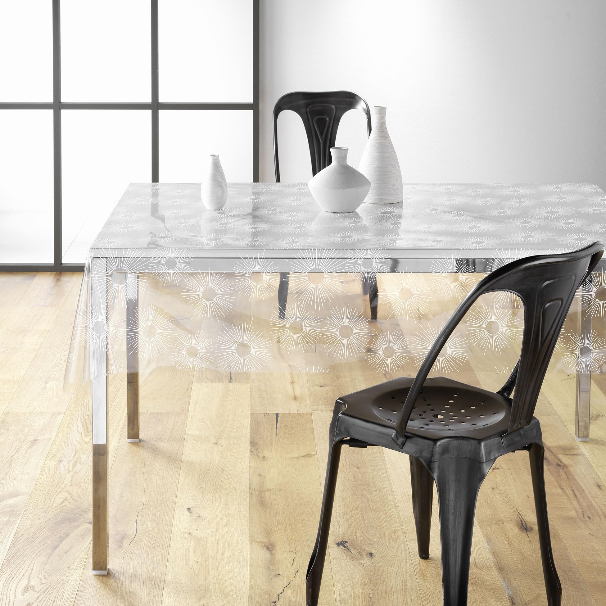 Douceur d'Intérieur, 14/100E Tablecloth 140 x 240 cm Sun Printed PVC Crystal
