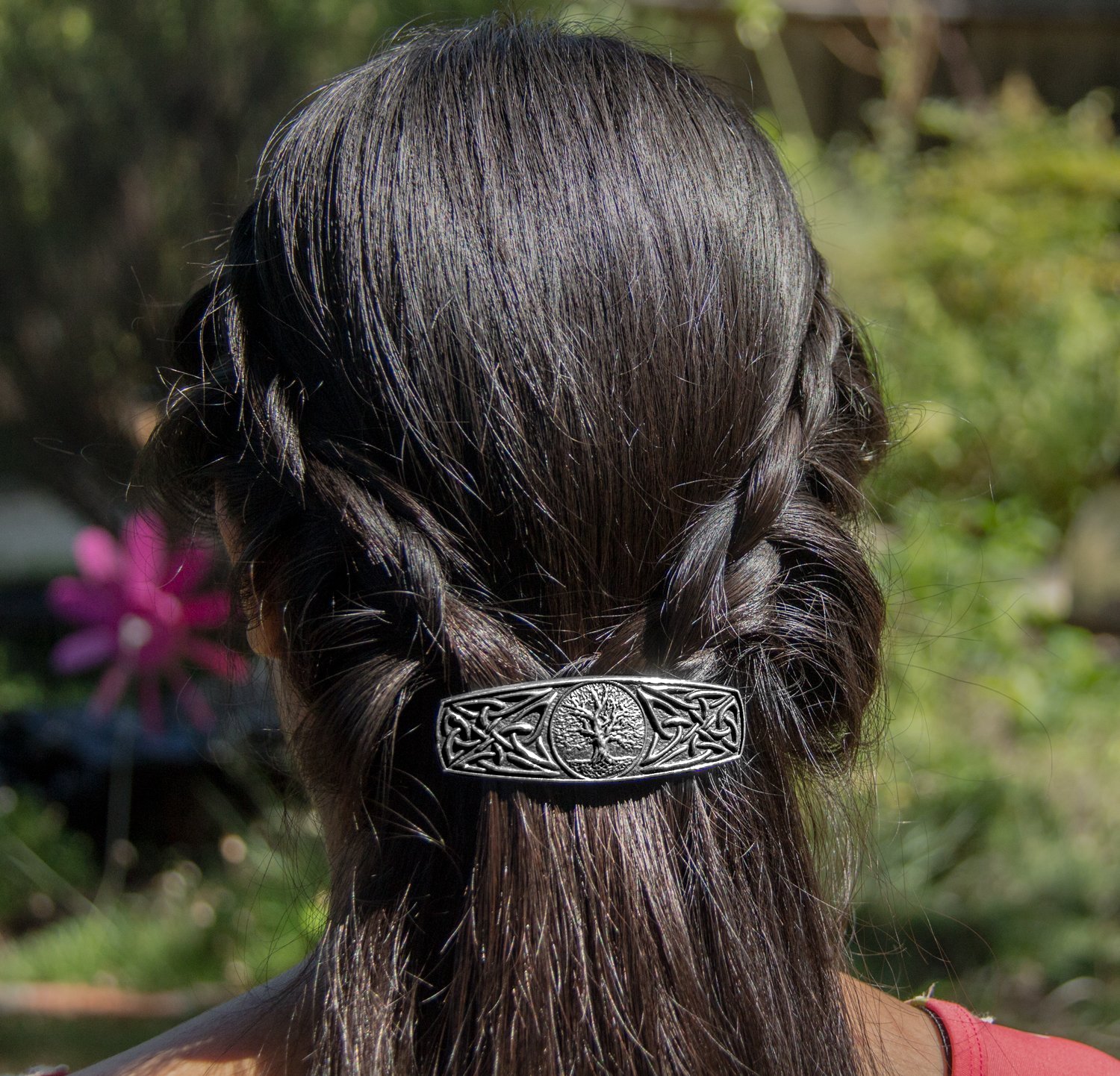 World Tree Hair Clip, Medium Hand Crafted Metal Barrette Made in the USA with a 70mm Imported French Clip by Oberon Design : Beauty