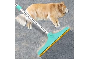 RUNDIK Carpet Rake for Pet Hair Removal, Reusable Cat Dog Hair Remover with 60’’ Long Handle Advanced Pet Hair Removal Broom Lint Remover Scraper for Carpets, Rugs, Mats, Couch