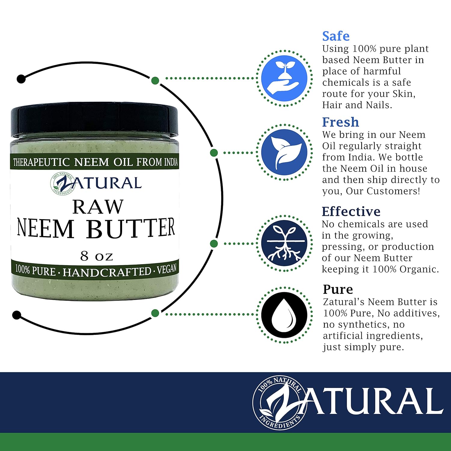 Organic Neem Butter-Coconut Oil, Neem Oil, Neem Leaf, Marula Oil, Kokum Butter, Rosemary (8 Ounce) : Beauty