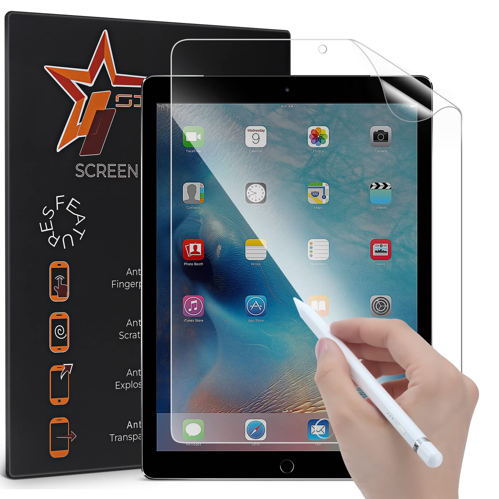 SILCOSTAR [2 PACK Paper film Screen Protector-Drawing & Writing- For iPad Pro 12.9" (2015/2017)-Ultra HD Clear Paper Screen Protector Guard Cover For Apple iPad Pro 12.9" (1st, 2nd Generation)
