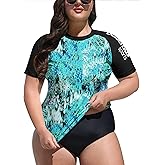 BesserBay Women's Rash Guard Plus Size UPF 50+ Rashguard Swimsuit Swim Top