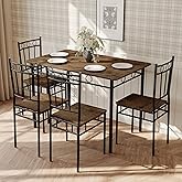 AMICLIBER 5 Piece Dining Table Set, Wood Kitchen Table and Chairs for Small Space,Breakfast Nook,Easy Assembly,Brown