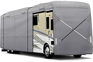 XGear Outdoors Class A RV Cover Windproof Upgraded fits 28' - 30' RV Motorhome, Extra-Thick 5 Layers Anti-UV Top Panel, Rip-Stop with 2PCS Extra Straps (Fits 28' - 30'/ W Tire Covers)