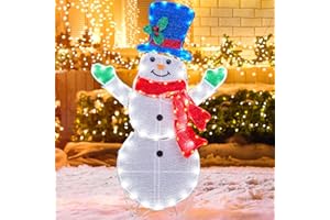 BRIGHTOWN Outdoor Snowman Christmas Decorations for Yard Garden Home Lawn, 31.5in LED Outside Christmas Decorations Light Up Snowman Decorations 2.6Ft Indoor Backyard Party