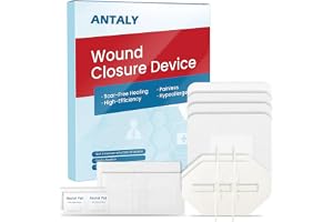 Antaly Wound Closure Strips, Zip Stitch Laceration Closure Kit, 12 PCS | Butterfly Bandages for Wound Closure with Alcohol Pad & Dressings, Quick Clot Repair Wounds Without Stitches